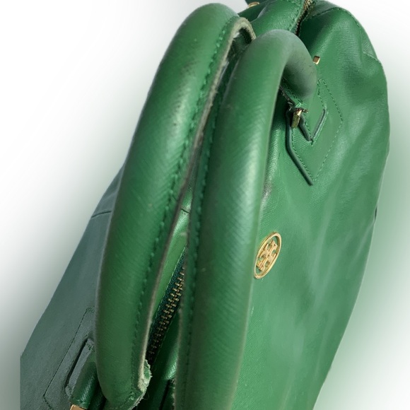 Tory Burch Saffiano Leather Robinson Satchel/Crossbody Kelly Green - Picture 4 of 16